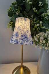 Cordless Touch Lamp. Beautiful Blue Toile Floral Usb Rechargeable Table Lamp.hand Decorated.four Base Colours - thumbnail 1