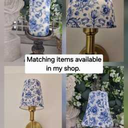 Cordless Touch Lamp. Beautiful Blue Toile Floral Usb Rechargeable Table Lamp.hand Decorated.four Base Colours - thumbnail 4
