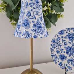 Cordless Touch Lamp. Beautiful Blue Toile Floral Usb Rechargeable Table Lamp.hand Decorated.four Base Colours - thumbnail 3