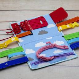 Montessori Busy Board Fine Motor Skills Toy, Toddler Activity Board - thumbnail 4