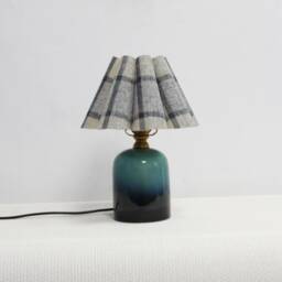 Handmade Blue Plaid Fabric Table Lamp With Ceramic Base For Home Decor Gifts-104#