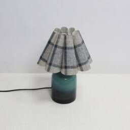 Handmade Blue Plaid Fabric Table Lamp With Ceramic Base For Home Decor Gifts-104# - thumbnail 3