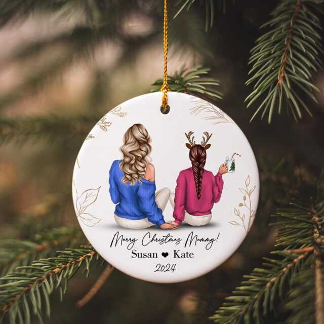 Personalized Mom & Daughter Christmas Ornament Custom Family Gift - image 1