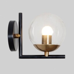 Handmade Brass Wall Sconce With Glass Globe, Modern Bathroom Light - thumbnail 3