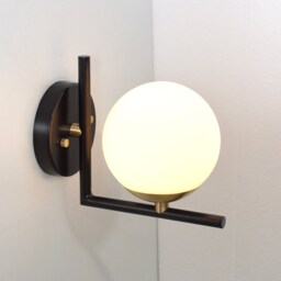 Handmade Brass Wall Sconce With Glass Globe, Modern Bathroom Light - thumbnail 2
