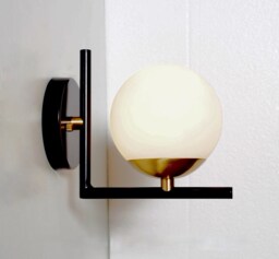 Handmade Brass Wall Sconce With Glass Globe, Modern Bathroom Light - thumbnail 1