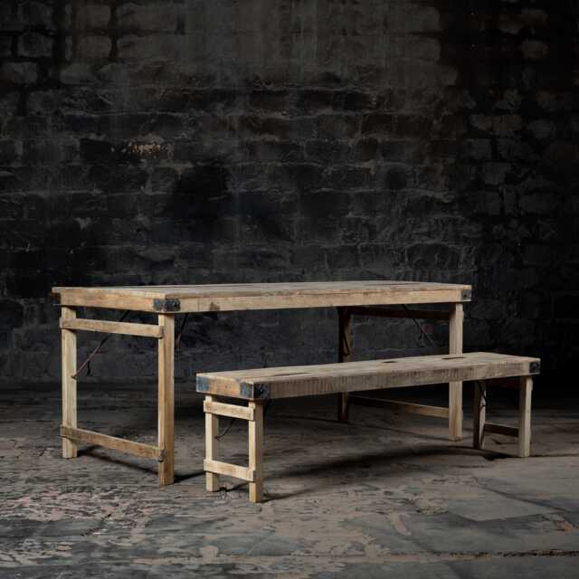 Reclaimed Wood Dining Table Set Rustic Farmhouse Folding - image 1