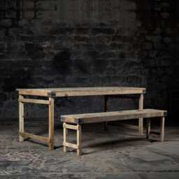 Reclaimed Wood Dining Table Set Rustic Farmhouse Folding - thumbnail 1