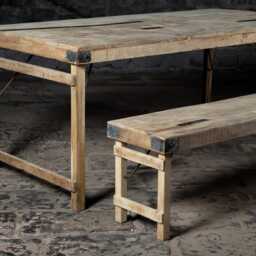 Reclaimed Wood Dining Table Set Rustic Farmhouse Folding - thumbnail 2