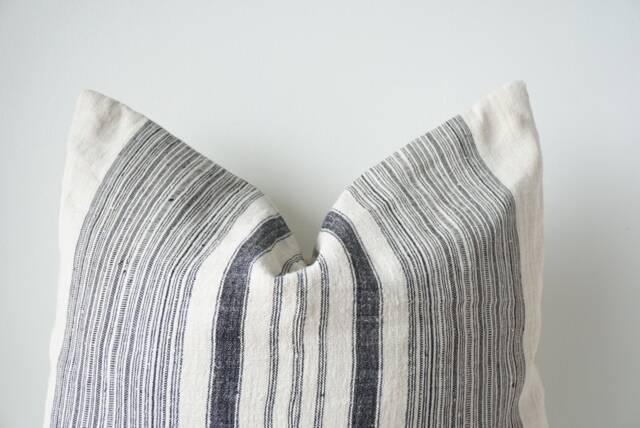 Vintage Hmong Hemp Striped Pillow 26 - image 1