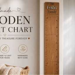 Handmade Wood Height Growth Chart With Personalised Name & Year - thumbnail 2