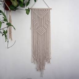 Long Macrame Wall Hanging Earthy Bohemian Home Decor - thumbnail 3