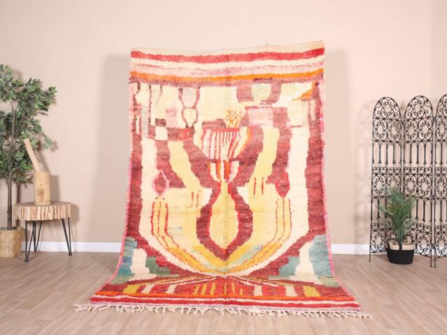 Vintage Red Boujaad Rug, Authentic Moroccan Rug 6x9 Ft - image 1