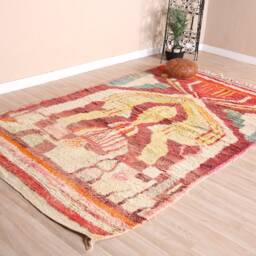Vintage Red Boujaad Rug, Authentic Moroccan Rug 6x9 Ft - thumbnail 3