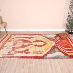Vintage Red Boujaad Rug, Authentic Moroccan Rug 6x9 Ft - thumbnail 2