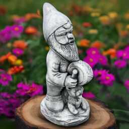 Stone Gnome Sculpture Concrete Musician Elf Statue Cement Pixie Decoration Front Door Ornament Gnome Lover Gift Handmade Lawn Decor - thumbnail 3