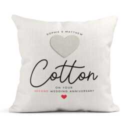 Personalised 2nd Anniversary Cushion, Cotton Gift, Wedding Anniversary, Couple Gift - thumbnail 1