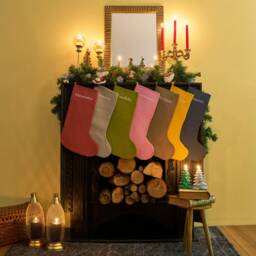 Personalized Linen Christmas Stocking - Embroidered Family Stockings - thumbnail 2