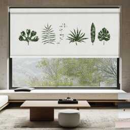 Palm Leaves Modern Decoration Design Custom Made Printed Window - Bw-73 Roller Blind Canvas Quality Or Blackout - thumbnail 1