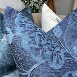 Indigo Blue Floral Cushion Cover, Decorative Pillow Double Sided, 16 - thumbnail 3