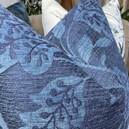 Indigo Blue Floral Cushion Cover, Decorative Pillow Double Sided, 16 - thumbnail 2