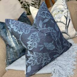 Indigo Blue Floral Cushion Cover, Decorative Pillow Double Sided, 16 - thumbnail 1