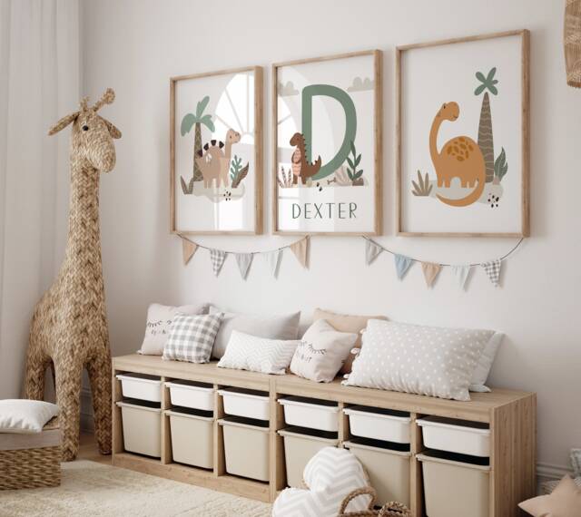 Dinosaur Prints, Dinosaur Nursery Prints, Nursery Decor, Boys Bedroom, Dinosaur Decor, Kids Wall Art, Playroom Bedroom, Toddler - image 1