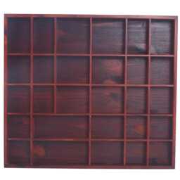 Wooden Shadow Box Shelf Mahogany Stain 28 Compartments For Miniatures Curios Trinkets Crystals Figurines Wall Mounted Rack Pine Organiser - thumbnail 2