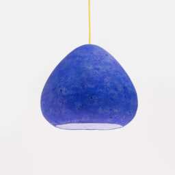 Industrial Pendant Light Made From Paper Mache, Ecologic Fixture For Loft - Morphe Ultramarine Bright - thumbnail 1