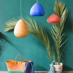 Industrial Pendant Light Made From Paper Mache, Ecologic Fixture For Loft - Morphe Ultramarine Bright - thumbnail 2