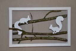 Wall Decoration/Wooden Painting Decoration Two Squirrels in The Forest - thumbnail 1