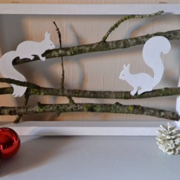 Wall Decoration/Wooden Painting Decoration Two Squirrels in The Forest - thumbnail 3
