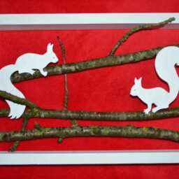 Wall Decoration/Wooden Painting Decoration Two Squirrels in The Forest - thumbnail 2