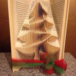 Christmas Tree Folded Book- Holiday - Warm Wishes Decoration Santa Book Lover - thumbnail 3