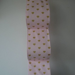Fabric Spare Toilet Roll Holder At The Wall 2/3 4 /5 Rolls - White Or Dirty Pink With Gold Hearts - thumbnail 4
