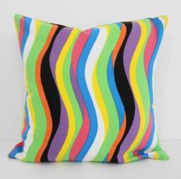 Decorative Striped Pillow Cover, Yellow, Green, Orange, Blue, Black, Purple, 16 X - thumbnail 1