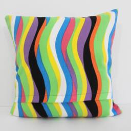 Decorative Striped Pillow Cover, Yellow, Green, Orange, Blue, Black, Purple, 16 X - thumbnail 2