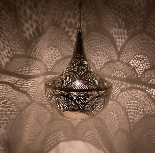 Handmade Moroccan Brass Pendant Light With Fish Pattern, Hanging Lamp, Gold Lampshade, Home Decor Lighting & Ceiling - image 1