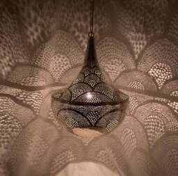 Handmade Moroccan Brass Pendant Light With Fish Pattern, Hanging Lamp, Gold Lampshade, Home Decor Lighting & Ceiling