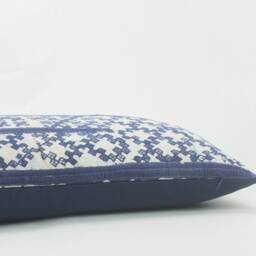 Vintage Hmong Batik Throw Pillow Cover, Indigo Rustic Lumbar Cushion - 24x13 - thumbnail 4