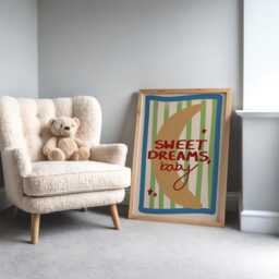 Sweet Dreams Baby Print Boho Moon Nursery Art - thumbnail 2