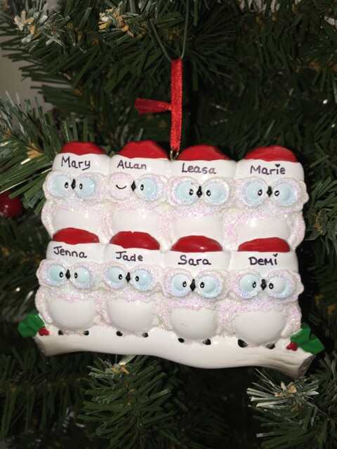 Personalized Owl Family Christmas Ornament, Resin Keepsake