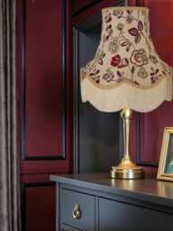 Mulberry Floral Lampshade With Cream Fringe British Made Ceiling, Table, Floor Lamp Shades