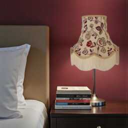 Mulberry Floral Lampshade With Cream Fringe Handmade For Ceiling Lights, Table & Floor Standard Lamp Shades - thumbnail 2