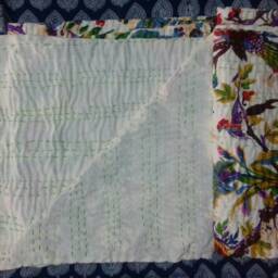 Birthday Special New Bird & Plant Pattern Indian Handmade Kantha Quilt, Bedspread Gudri Blanket Size-Multi - thumbnail 3