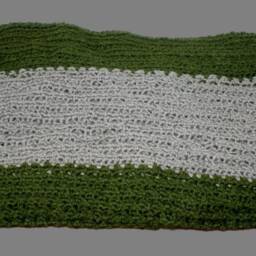 Handmade Crochet Blanket, Olive Green Gray Afghan, Baby Toddler Throw - thumbnail 2
