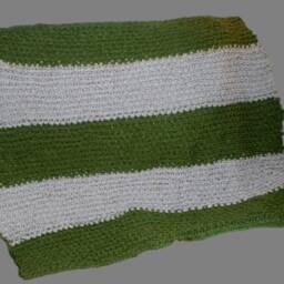 Handmade Crochet Blanket, Olive Green Gray Afghan, Baby Toddler Throw - thumbnail 3