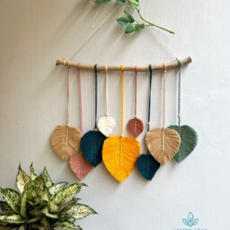 Boho Macrame Leaf Wall Hanging Colorful Nursery Decor - thumbnail 2