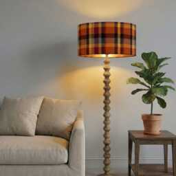 Handmade By Order Luxury Brown Red Tartan Pattern On Velvet Fabric Drum Lamp Shade Pendant Light All Shapes & Sizes Available - thumbnail 2
