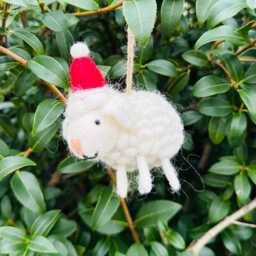Felt Sheep Christmas Ornament - Handmade Wool Tree Decoration - thumbnail 4